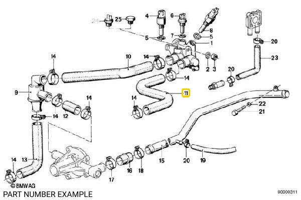 M10 Thermostat Radiator Hose - 11531278909