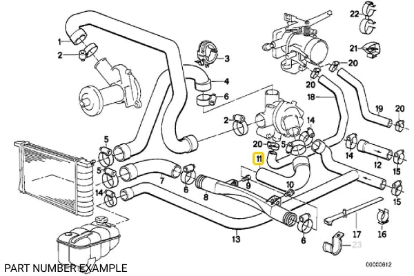 Coolant Hose Thermostat E30 E34 – 11531718982