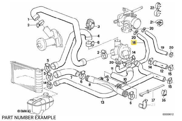 M20 Throttle Body Heater Return Hose - 13541719966