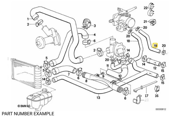 M20 Throttle Body Radiator Hose - 13541719967