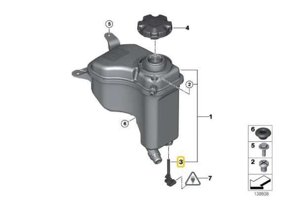thumbnail image 2 of Aftermarket Coolant Level Sensor – For BMW E46, E53 X5, E60, E65, E90, 17137553919 2 of 5