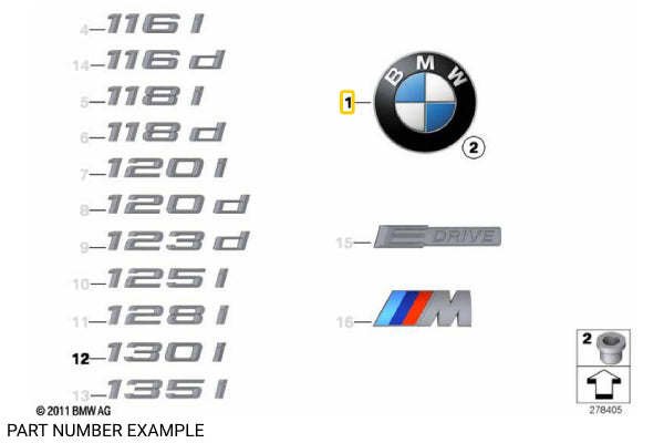 Genuine BMW Bonnet Emblem / Badge - 51148132375