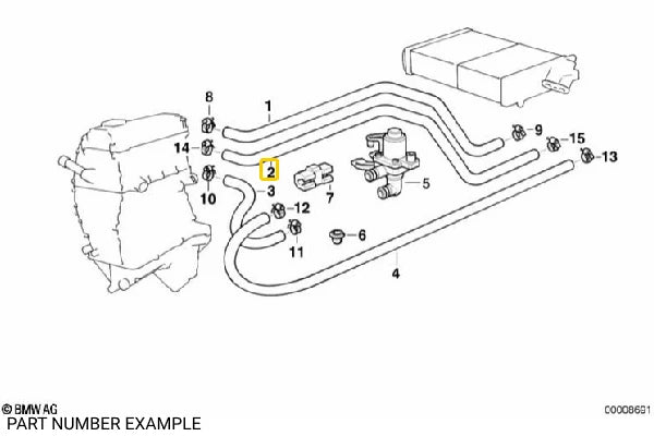 M4x Heater Return Coolant Hose - 64211393364 / 64211387010