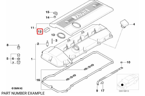 Genuine BMW Valve Cover Rubber Mounting - 11121730352