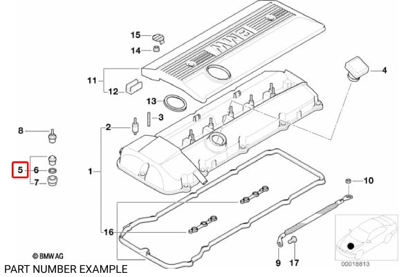 Genuine BMW Stainless Steel Valve Cover Nut - 11121738607