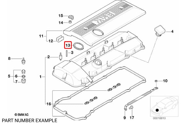 Genuine BMW Oil Filler Cap Gasket Ring - 11127526447