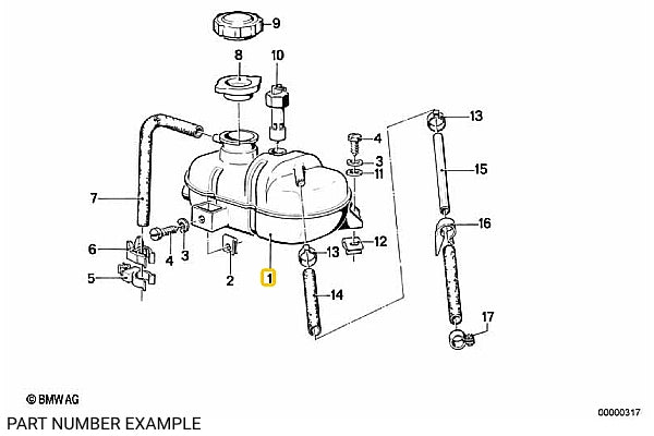 Genuine BMW Coolant Expansion Tank for E23 – 17111178251
