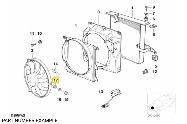 Genuine BMW Radiator / Thermo Fan Rubber Grommet - 17401362128