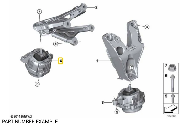Genuine BMW Engine Mount Right - 22112284818