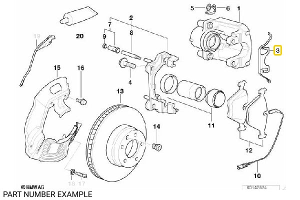 Front Brake Caliper Anti-Rattle Clips - 34111163488