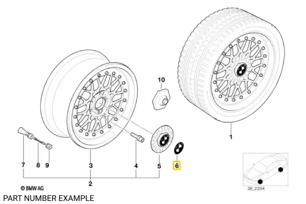 Genuine Wheel Emblem 58mm Adhesive Backed – 36131181081