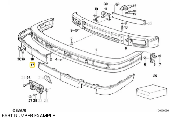 Genuine BMW Front Bumer End Left Side Euro for E30 - 51111945907