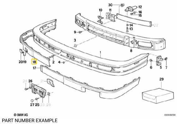 Genuine BMW Front Bumer End Right Side Euro for E30 - 51111945908