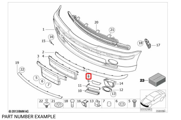 Genuine BMW Front Left Bumper Impact Strip for E46 - 51118195289