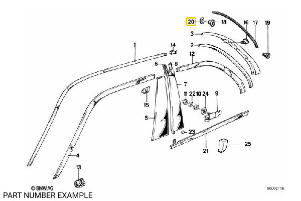 C-Pillar Exterior Moulding Gasket - 51131904479