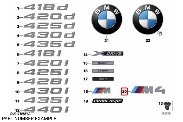 Genuine BMW M4 Black Boot Emblem – 51148068579