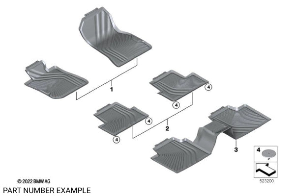 Genuine BMW Front Floor Mats All Weather RHD for G26 - 51475A43445