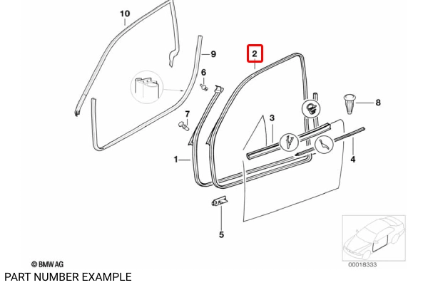 Genuine BMW Door Seal for E36 Coupe Right - 51711977728