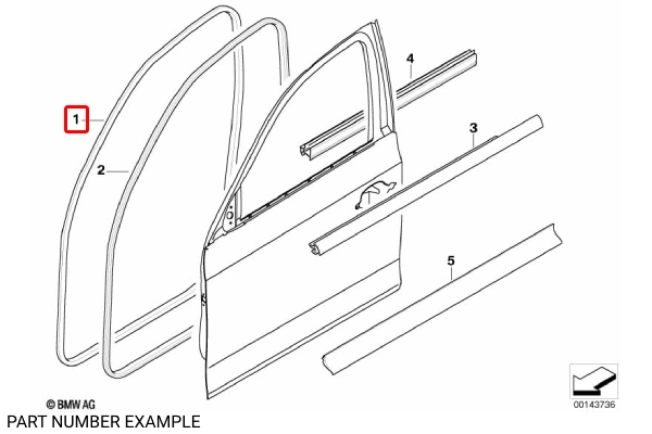 Genuine BMW Front Door Weather Strip Seal LHS RHS for E87 - 51727159211