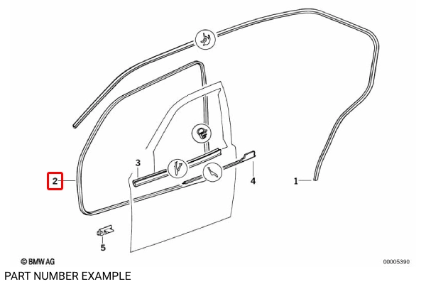 Genuine BMW Front Door Seal for E36 Sedan Touring - 51728196289