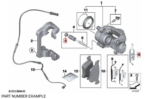 Front Brake Caliper Anti-Rattle Clips for F2x F3x – 34116850645