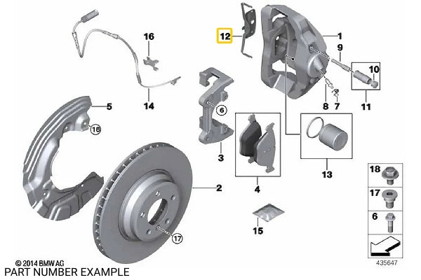 Front Brake Caliper Anti-Rattle Clips for E6x E9x – 34116757253