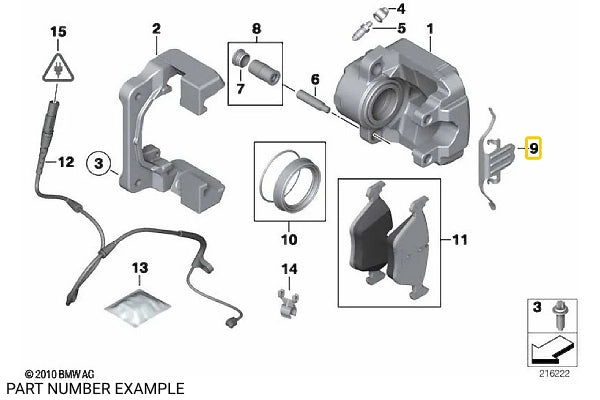 Front Brake Caliper Anti-Rattle Clips for X5, X6 – 34116776796