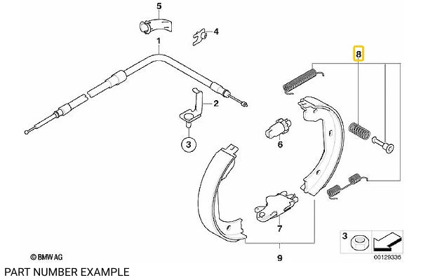 Handbrake Shoe Spring Set for Rear Brakes for X3 E83 – 34410417558