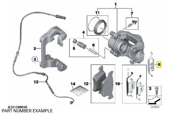 Front Brake Caliper Anti-Rattle Clip Kit - 34106790927