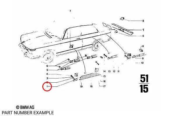 BMW 1502-2002 Metal Fastener for Rocker Panel Trim - 51136440145