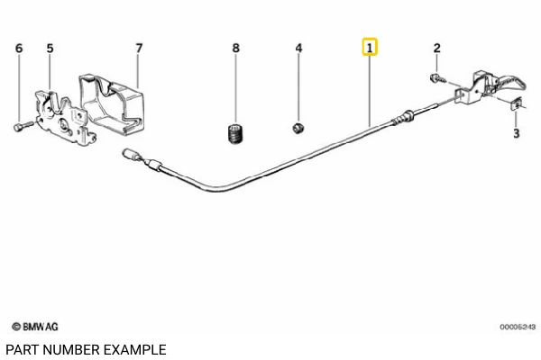 Genuine BMW Bonnet Release Cable - 51231884281