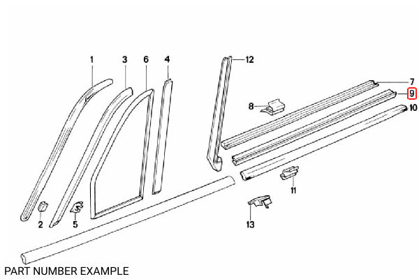 BMW E30 Cabrio PVC Door Weather Strip Set -  51361933751 / 51361933752 / 51321924753 / 51321924754