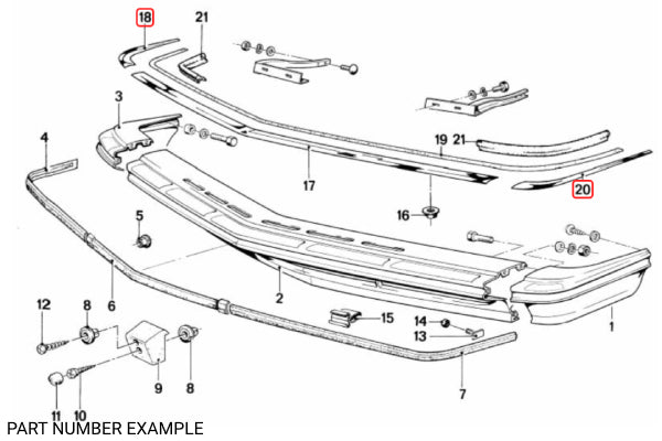 BMW E24 Front Chrome Bumper Corner Set - 51111838797 / 51111838798