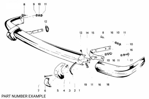 BMW 1502–2002 Early Chrome Front Bumper Set - 51115670000 / 51115470003 / 51115470004