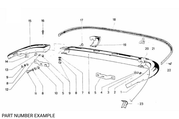 BMW 1502–2002 Late Chrome Rear Bumper Set - 51121815656 / 51121814703 / 51121814704