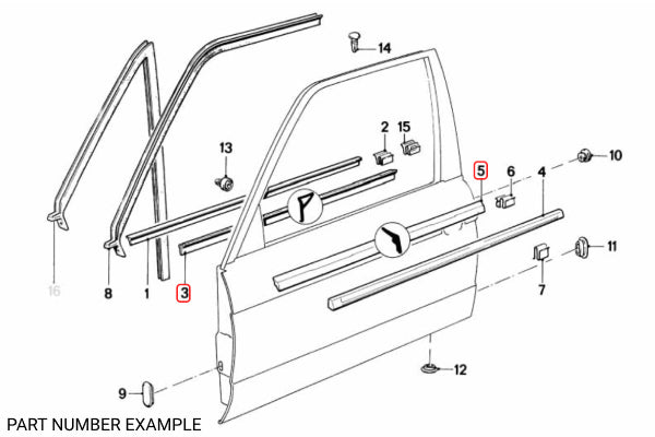 BMW E30 Coupe Early Window Weather Strip Set - 51211913055 / 51211913056 / 51211906273 / 51211906274
