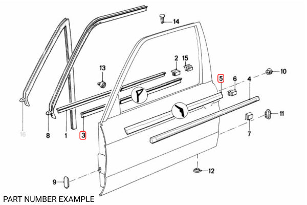 BMW E30 Coupe Late Window Weather Strip Set - 51211913055 / 51211913056 / 51211953023 / 51211953024
