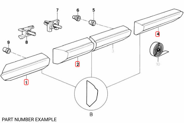 BMW E30 Coupe Late Lower Moulding Set – All Black (Profile B)