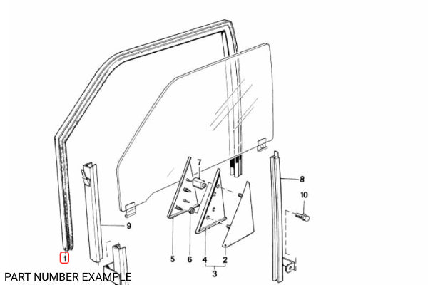 BMW E30 Coupe One-Piece Window Guide – RHS - 51321904782