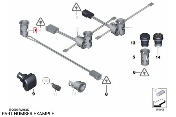 Genuine BMW Cigarette Lighter with Cable and Socket - 61349197354 - 2 Pole