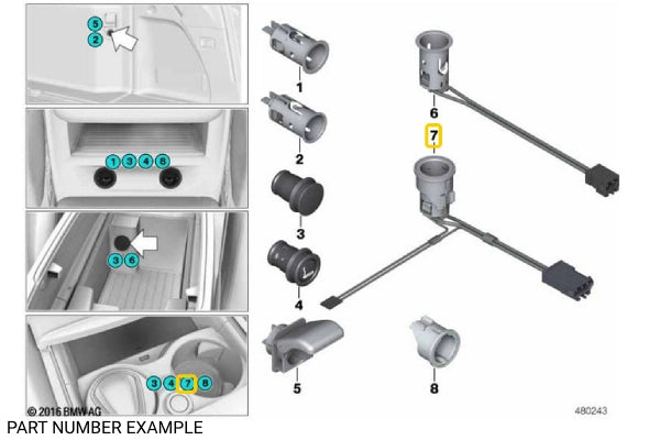 Genuine BMW Lighter Socket with LED Light - 61349302184