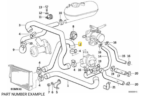 Radiator Coolant Hose for E30 M20 - 11531278926