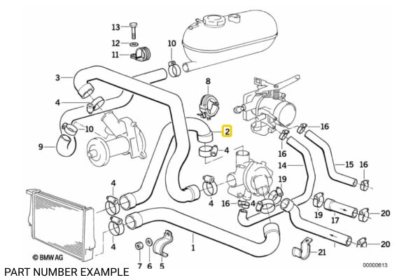 Genuine BMW Lower Radiator Hose for E30 - 11531279856