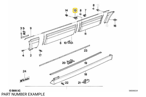 Genuine BMW Clamping Bolt for E30 M-Technic Side Mouldings - 51162239883