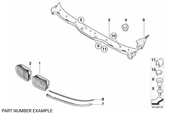 Genuine BMW Windshield Wiper Cowl Cover for E39 RHD - 51718159292