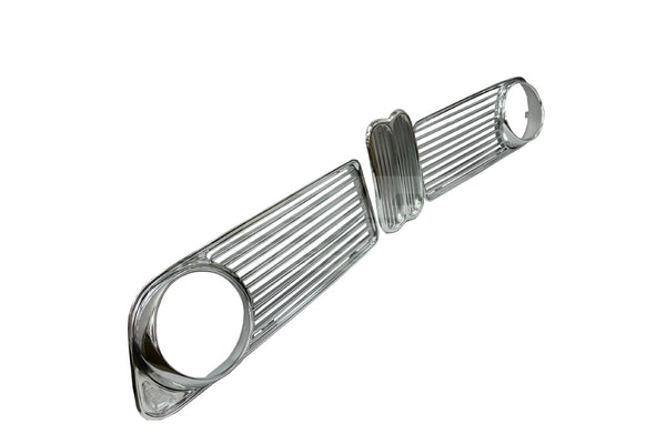BMW 1600–2002tii Early All-Silver Aluminium Grille Set (Up to 1973) - 51131801577 / 51131808473 / 51131808474