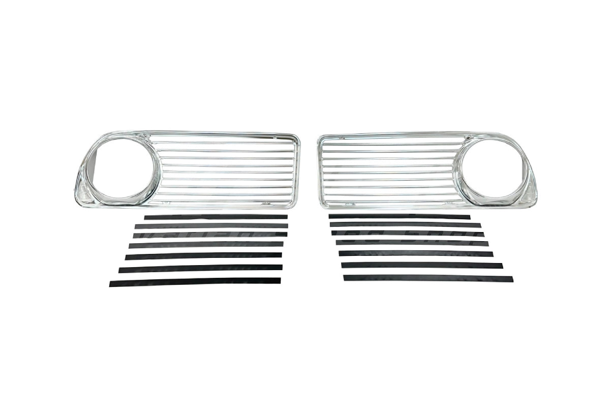 BMW 1600–2002tii Early Aluminium All-Silver Side Grille Set (Up to 1973) - 51131808473 / 51131808474