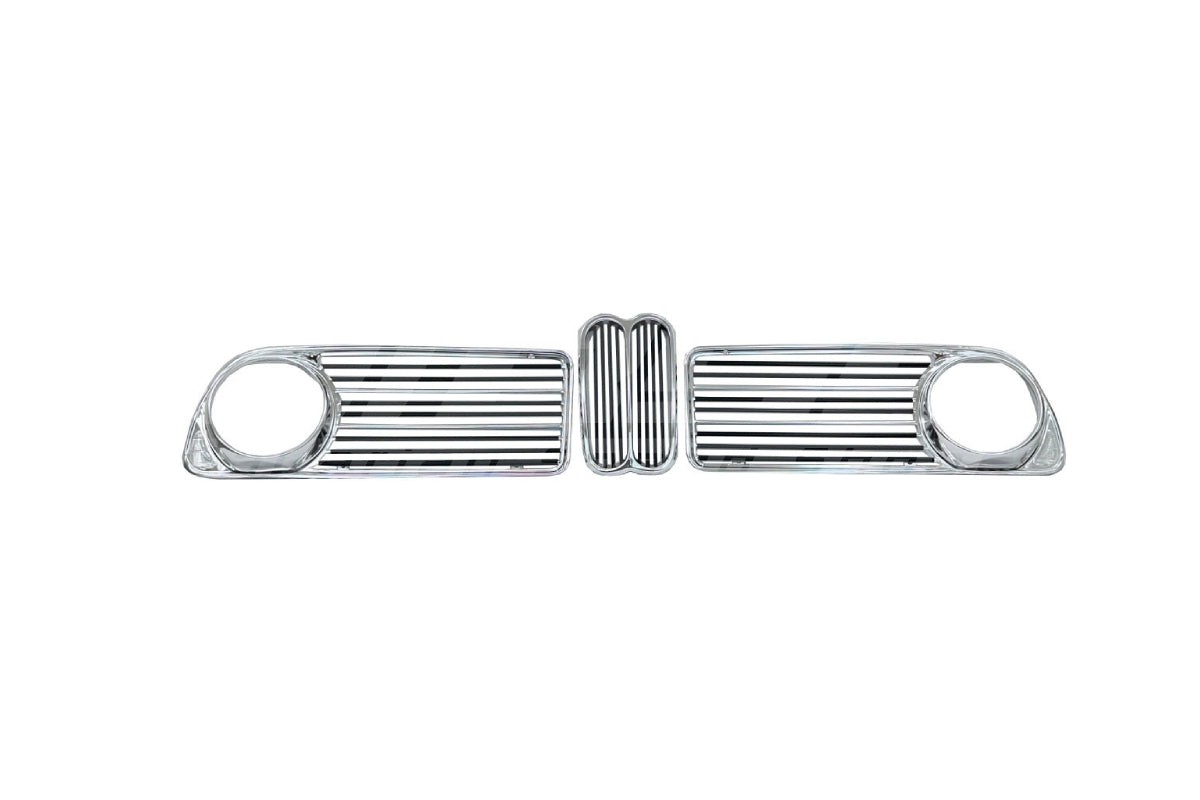 BMW 1602–2002 Early Black & Silver Aluminium Grille Set (Up to 1973) -  51131801577 / 51131808473 / 51131808474