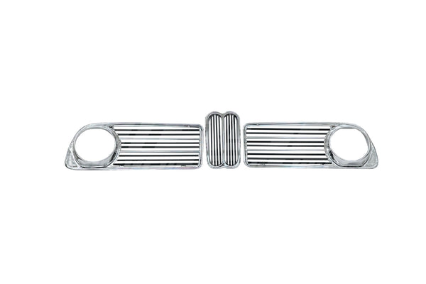 BMW 1602–2002 Early Black & Silver Aluminium Grille Set (Up to 1973) -  51131801577 / 51131808473 / 51131808474