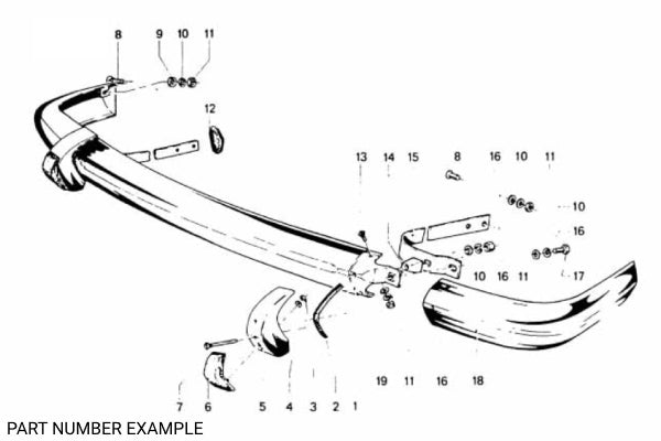 BMW 1502–2002 Early Front Bumper Overrider Set - 51111802617 / 51111802618 / 51115470016